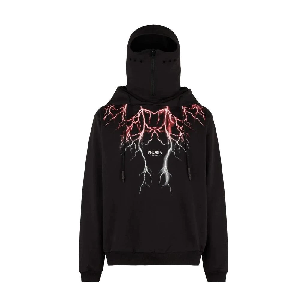 PHOBIA Lightweight Men's Hoodie Lightning Balaclava Hoodie Black/red/grey 1
