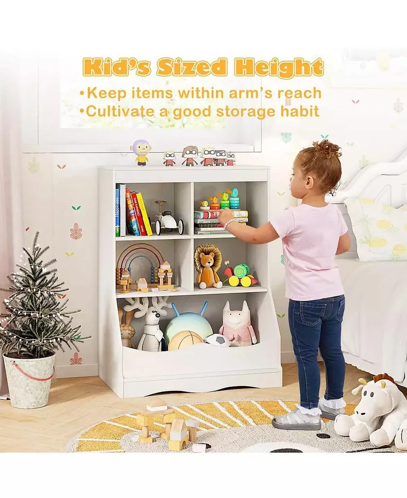 GOUUN 34.5" Kids Bookshelf with 5 Bins for Playroom and Living Room 7