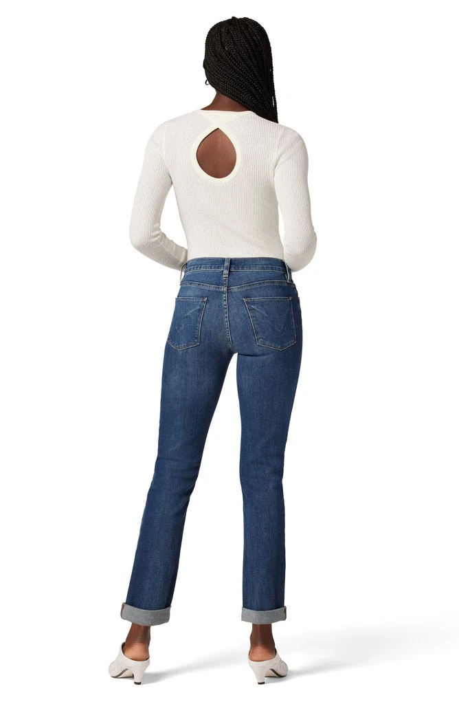 Hudson Nico Distressed Rolled Hem Straight Leg Jeans 4