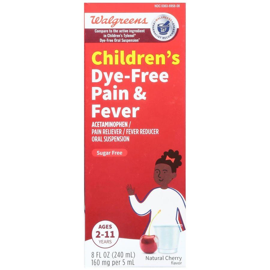 Walgreens Children's Dye-Free Pain & Fever Natural Cherry 8