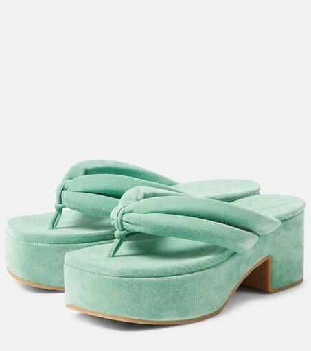 Dries Van Noten Suede platform thong sandals 5