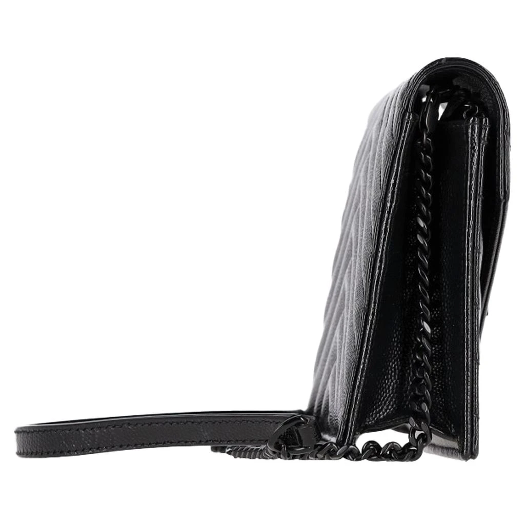 Saint Laurent Small Cassandre Envelope Chain Wallet in Black Grain Calf Leather 2