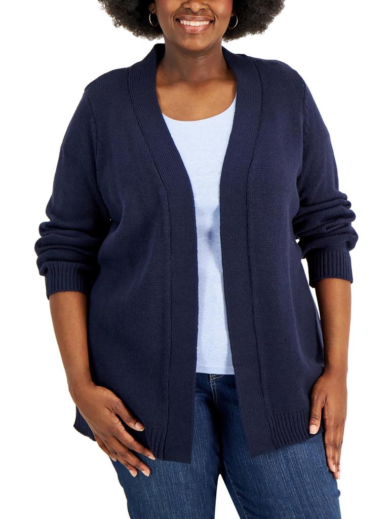 Karen Scott Plus Womens Knit Cardigan Sweater