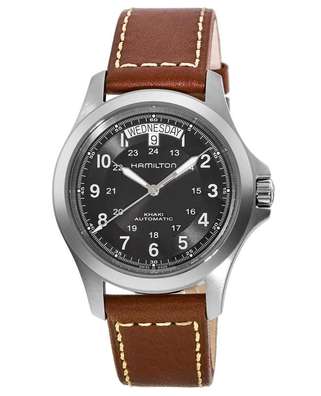 Hamilton Hamilton Khaki Field King Auto Black Dial Leather Strap Men's Watch H64455533 1