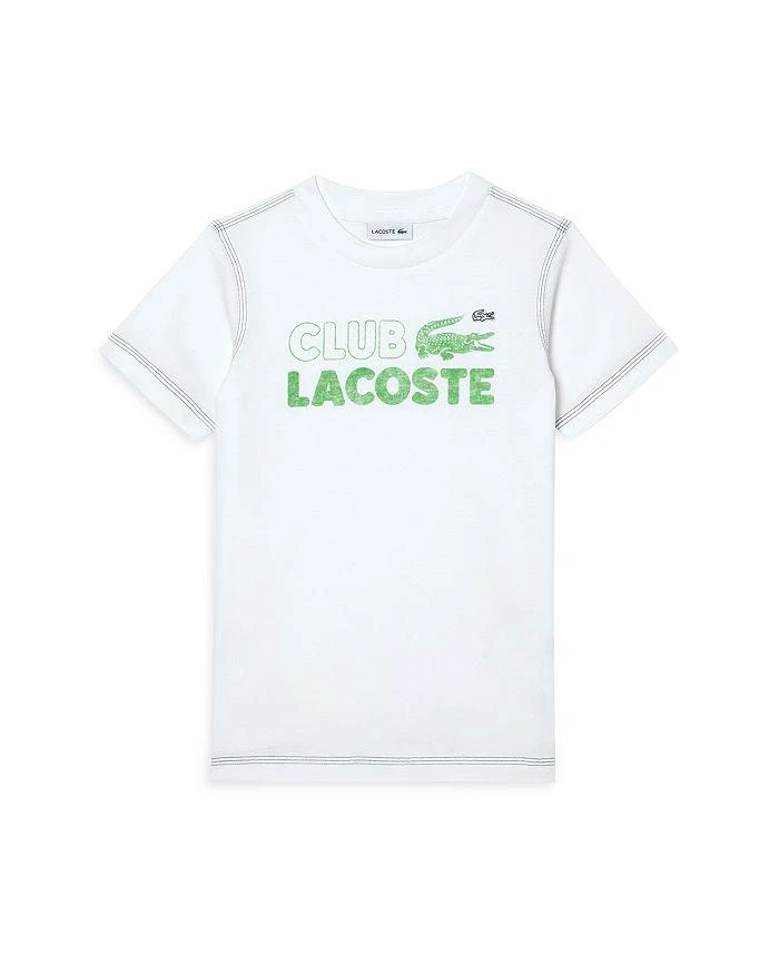 Lacoste Unisex Kids' Branded Print Organic Cotton Tee - Little Kid, Big Kid