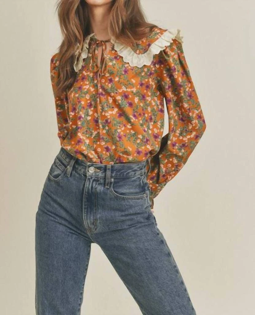 Lush Name The Town Top In Orange 1