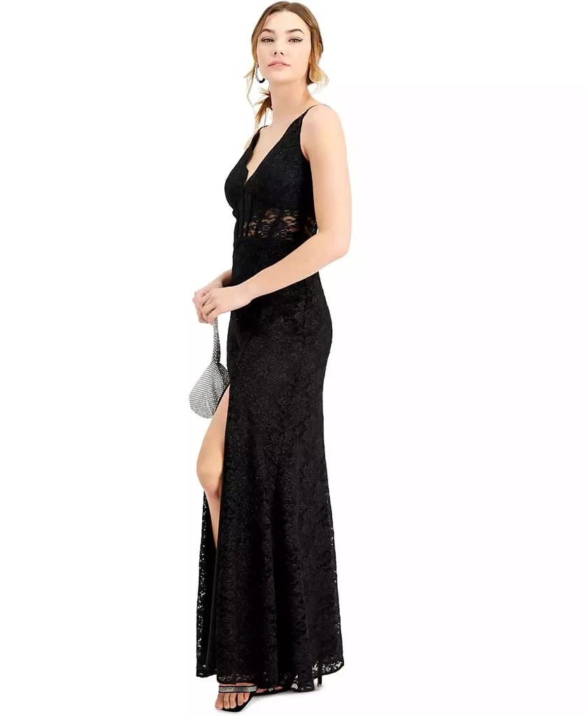 Morgan & Company Juniors' Glitter Scallop Lace Corset Gown 3