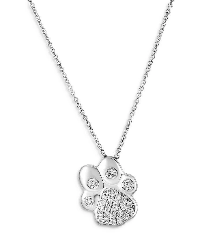 Roberto Coin 18K White Gold Tiny Treasures Diamond Paw Pendant Necklace, 16-18" 1