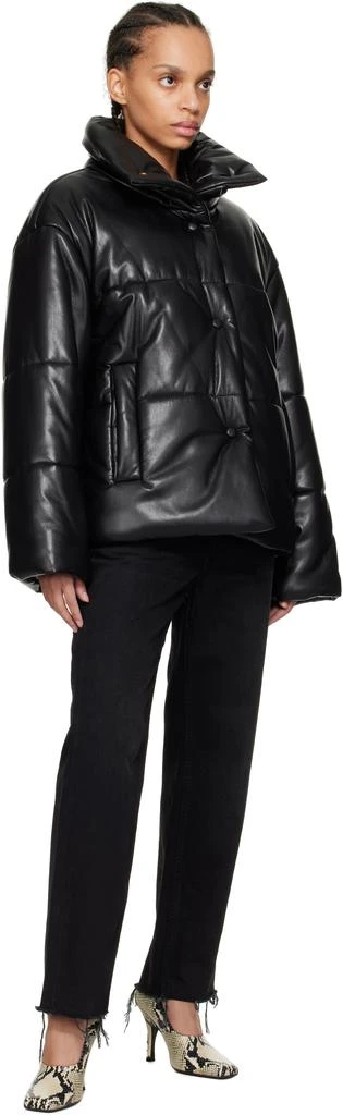 Nanushka Black Hide Faux-Leather Puffer Jacket 4