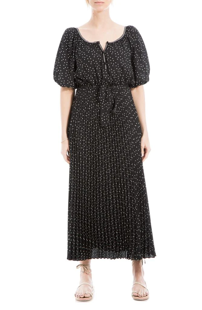 Max Studio Polka Dot Pleated Crepe Maxi Dress 1