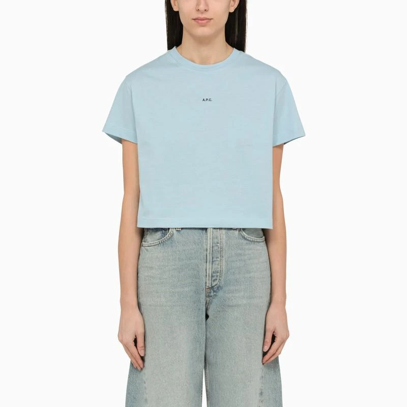 A.P.C.  LIGHT BLUE T-SHIRT IN ORGANIC COTTON 1