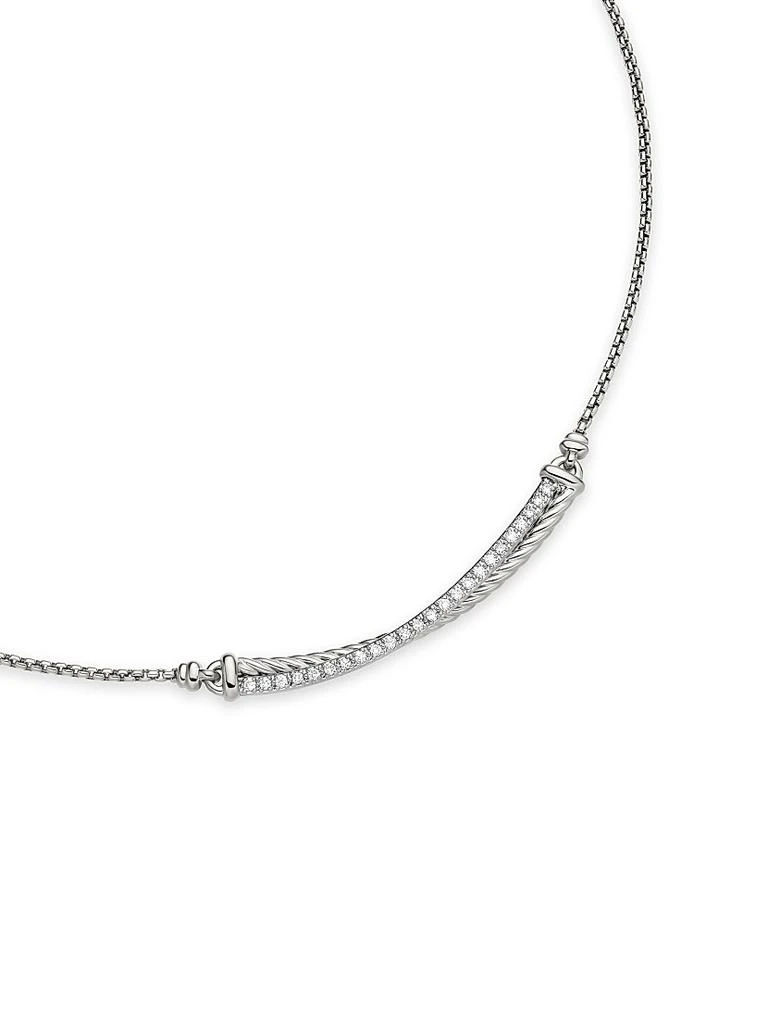 David Yurman Crossover Bar Necklace in Sterling Silver with Diamonds 5
