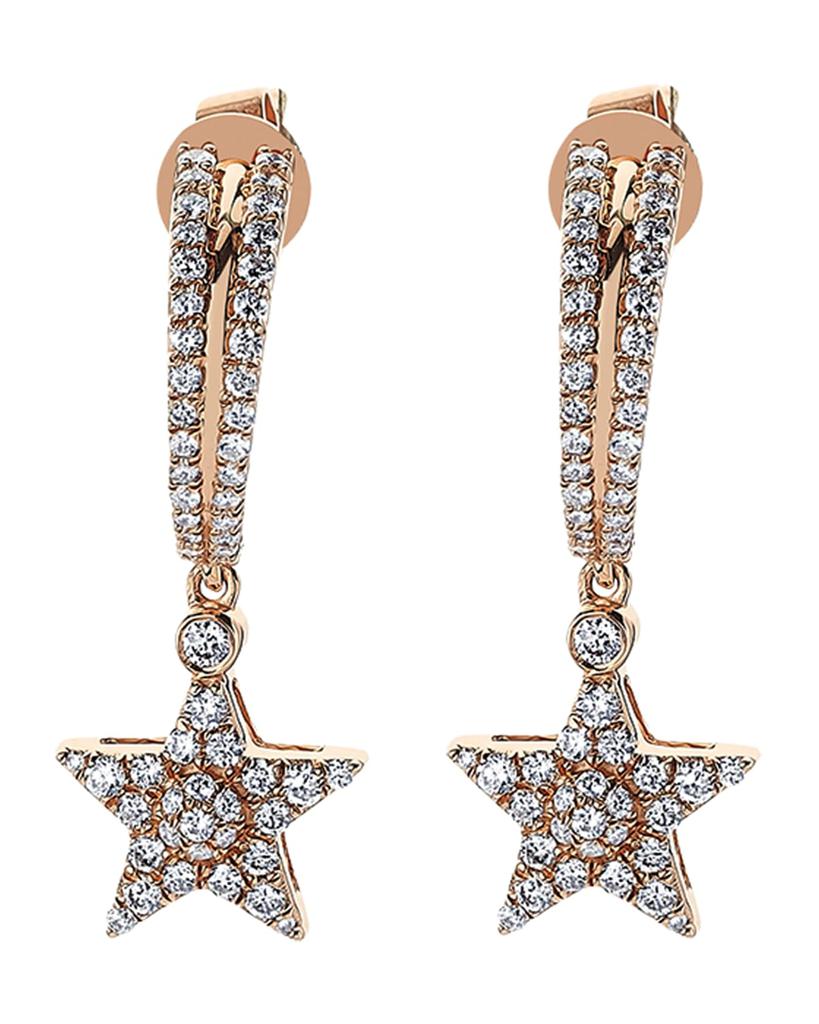 Bee Goddess Sirius Star 14k Diamond Drop Earrings