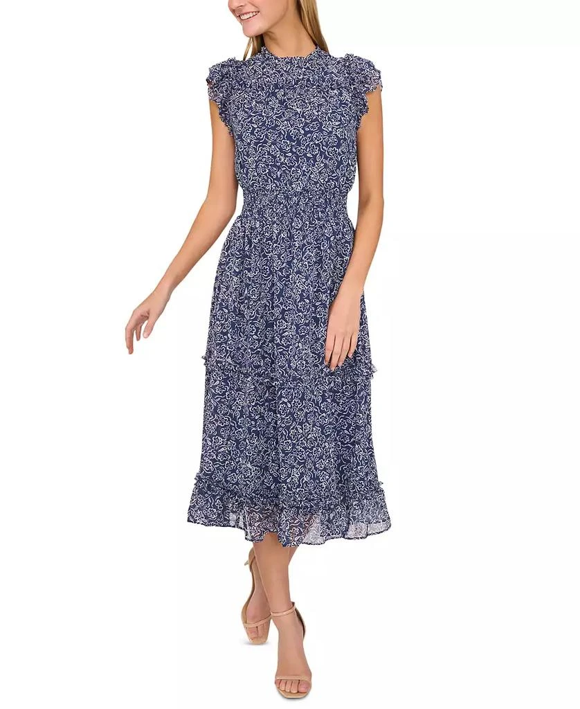 CeCe Women's Flutter-Sleeve Smocked-Waist Midi Dress 1