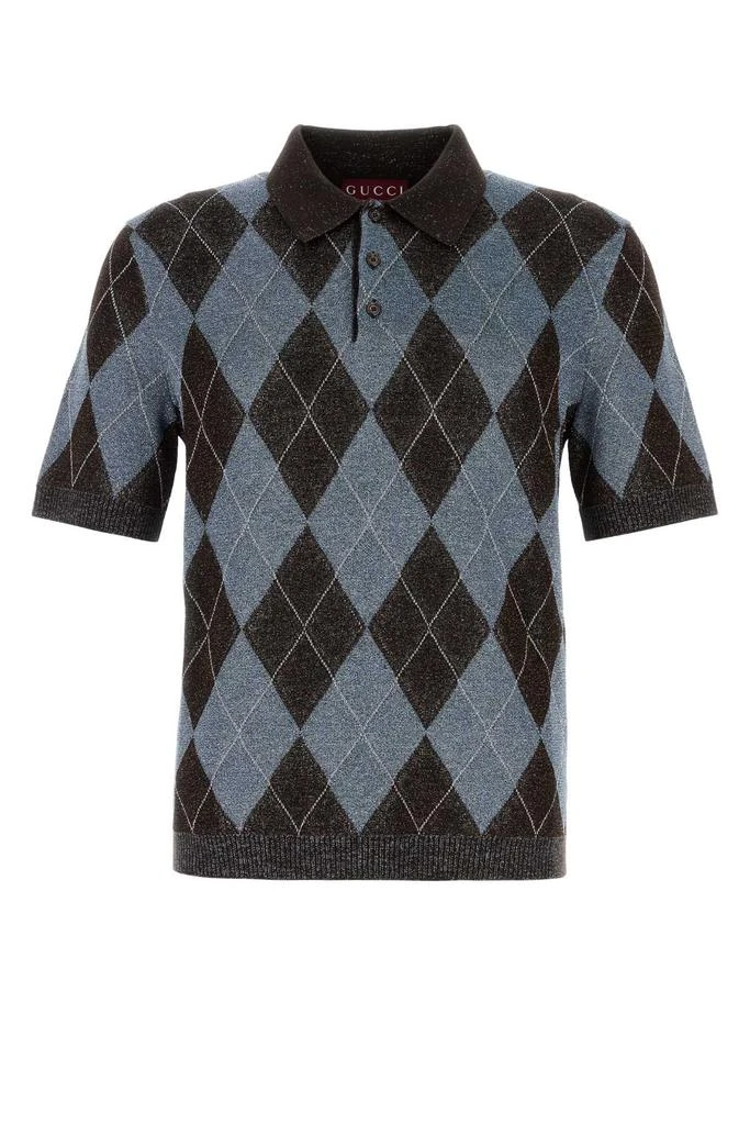 Gucci Embroidered Wool Blend Polo Shirt 1