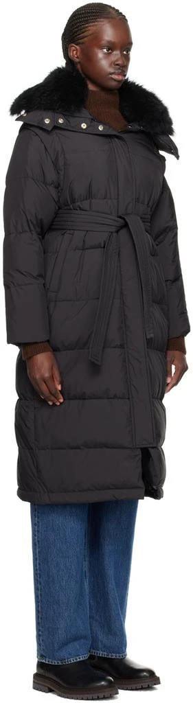 Yves Salomon Black Belted Down Coat 2