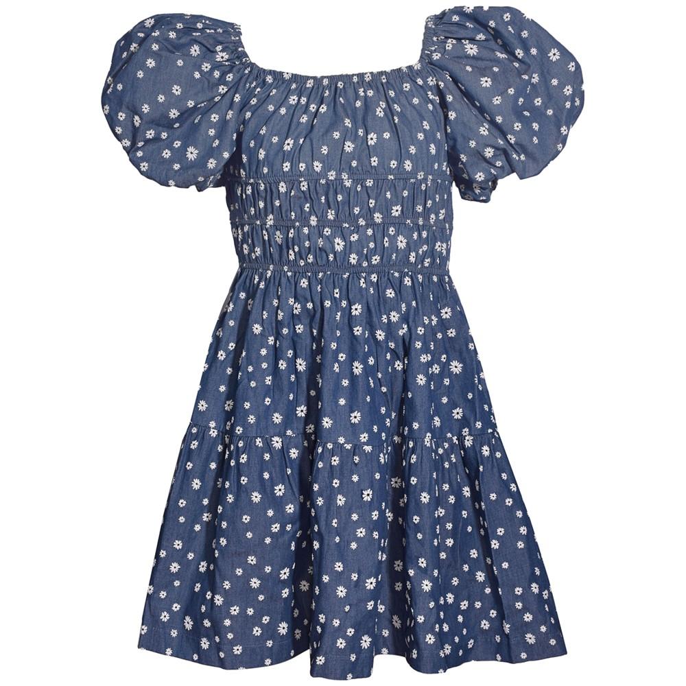 Bonnie Jean Big Girls Tiered Floral-Print Chambray Dress