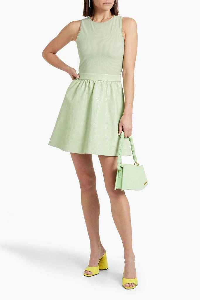 Alice + Olivia Chara mesh-paneled croc-effect mini dress 2