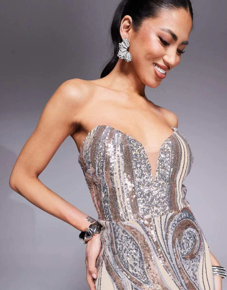 goddiva champagne sequin dress Sequin Starburst Cape Sleeve Mini Dress - Champagne