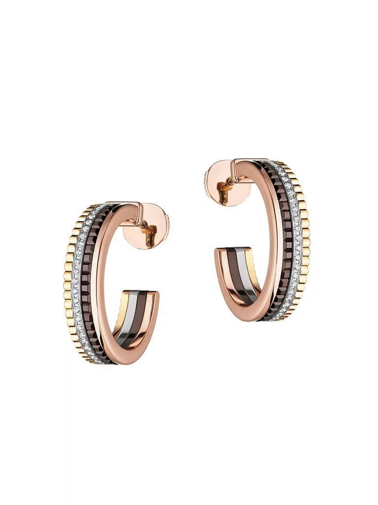 Boucheron Quatre Classique Tri-Tone 18K Gold & 0.28 TCW Diamond Hoop Earrings 1