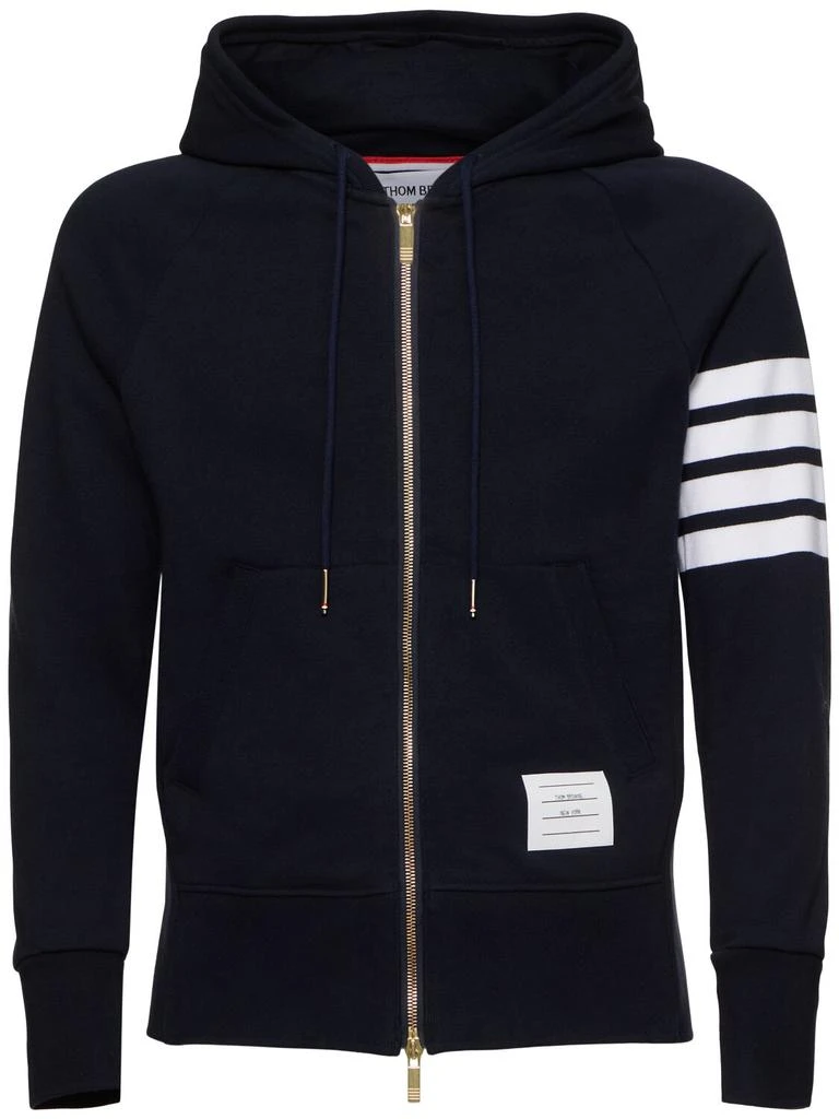 THOM BROWNE Zip-up Stripes Cotton Sweatshirt Hoodie 1