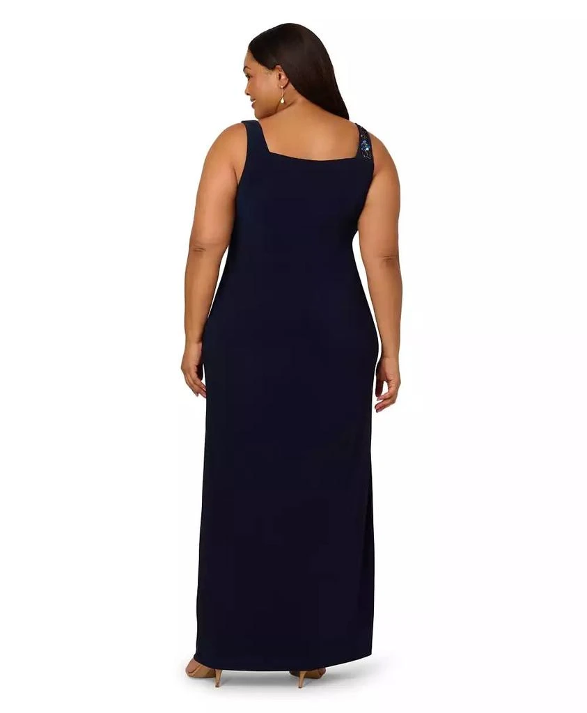 Adrianna Papell Plus Size Jersey Beaded Long Sleeveless Dress 2