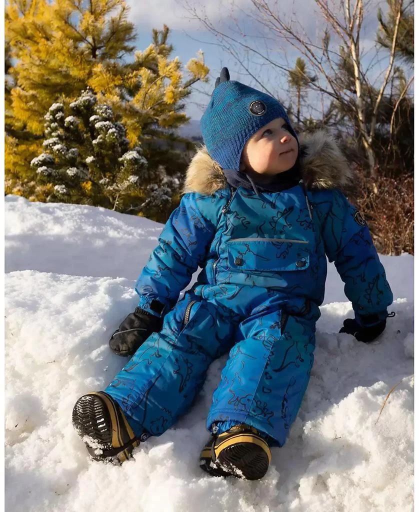 Deux par Deux Baby Boy One-Piece Baby Play Snowsuit Designed for Car Seat Blue Gradient Dinosaur Print - Baby|Toddler 3