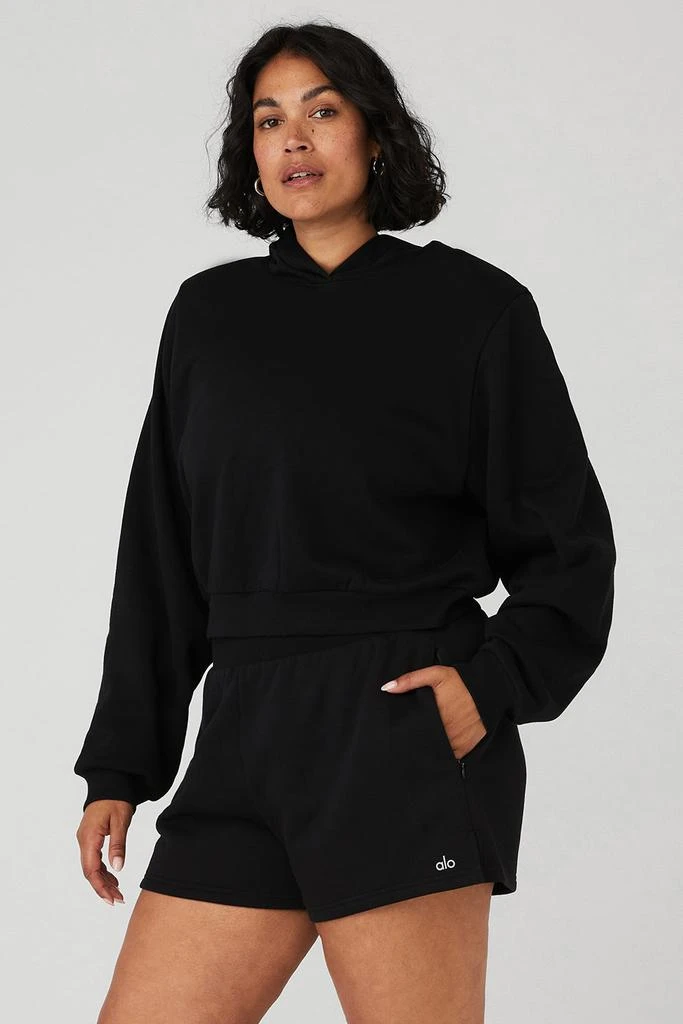 Alo Cropped Headliner Shoulder Pad Hoodie - Black 8