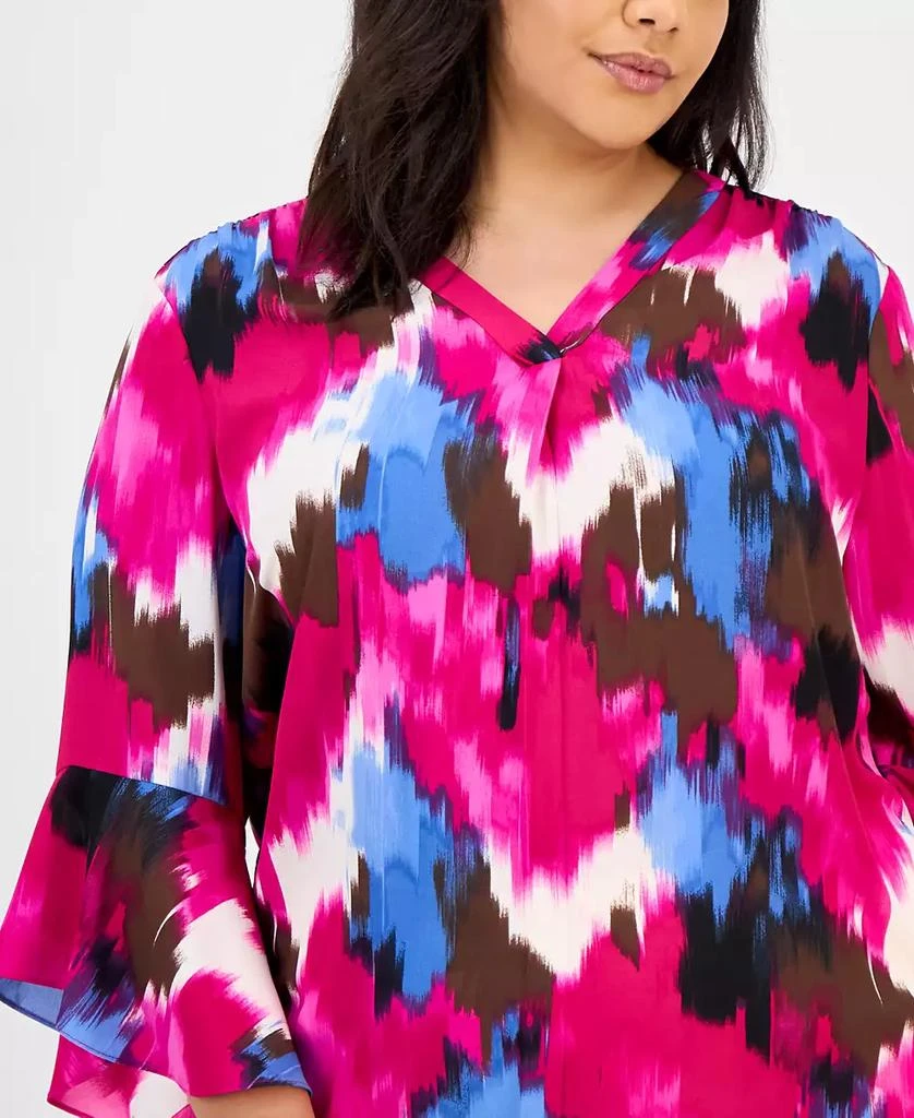 JONES NEW YORK Plus Size Printed Flutter-Sleeve Blouse 3