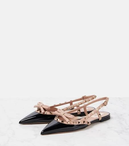 Valentino Rockstud Bow patent leather slingback flats 4