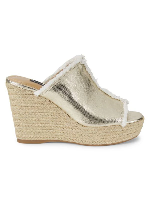 Nine West Baja Metallic Textile Espadrille Wedge Sandals 1