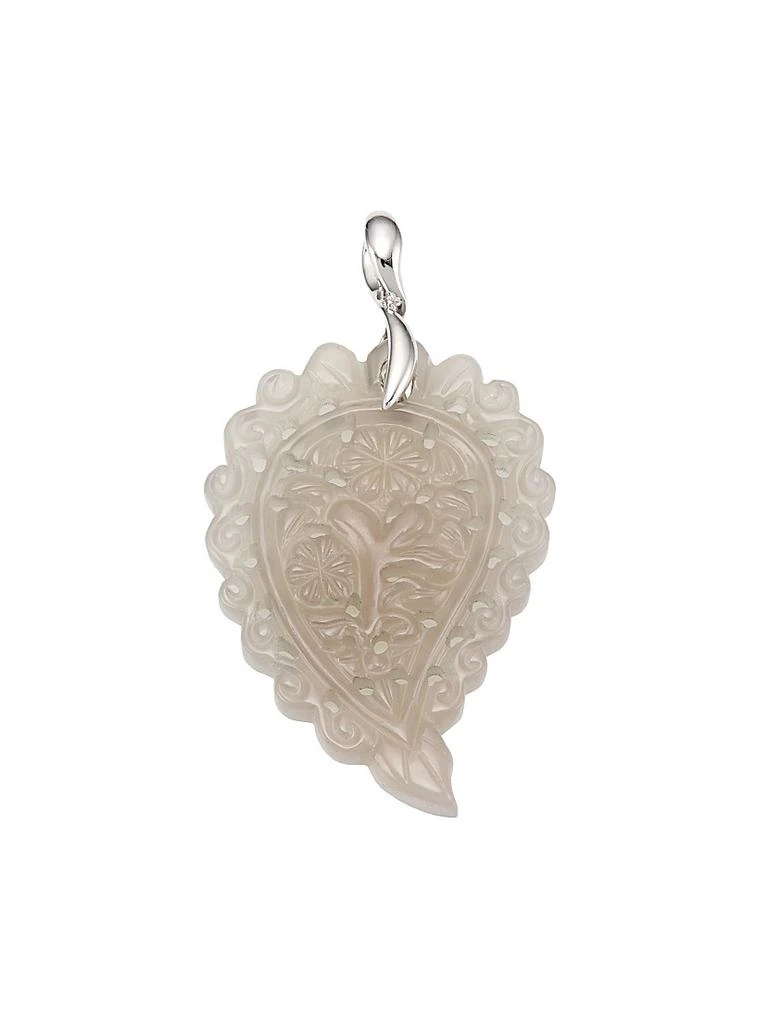 Tamara Comolli India 18K White Gold & Grey Chalcedony Medium Leaf Pendant 1