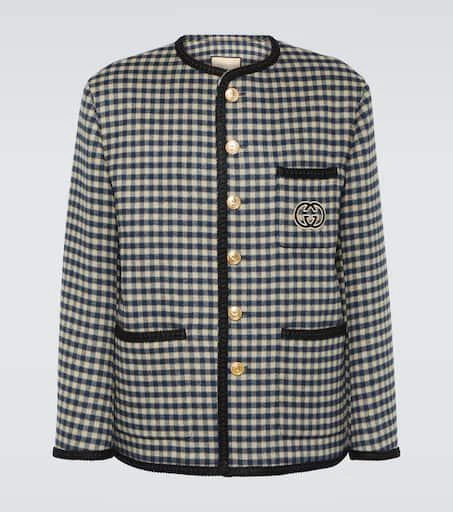 Gucci Interlocking G gingham wool jacket 1