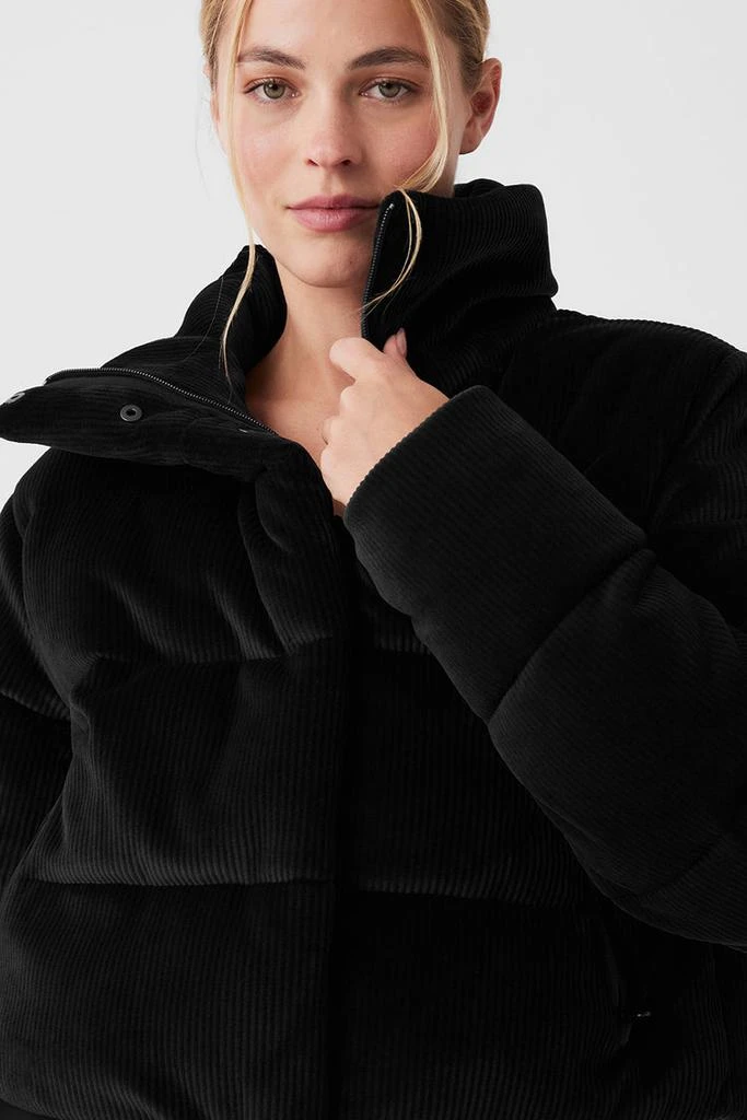 Alo Ribbed Velour Gold Rush Puffer - Black 4