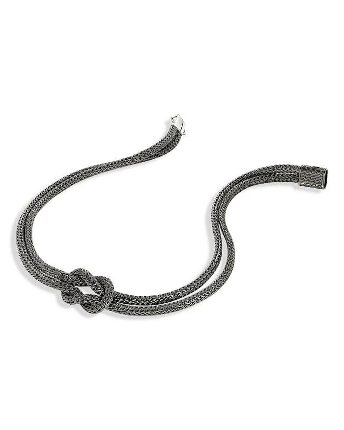 John Hardy Black Rhodium-Plated Sterling Silver Love Knot Double Woven Chain Statement Necklace, 16" 3