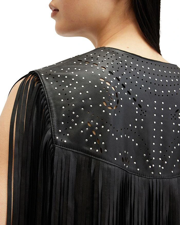 ALL SAINTS Elias Astral Leather Fringe Vest 5