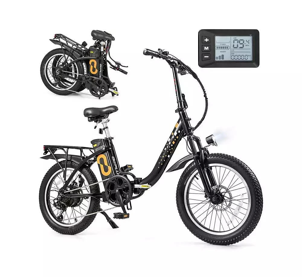 Hitway Folding Electric Bicycle for Adults with 20-Inch Fat Tires Snow E-Bike