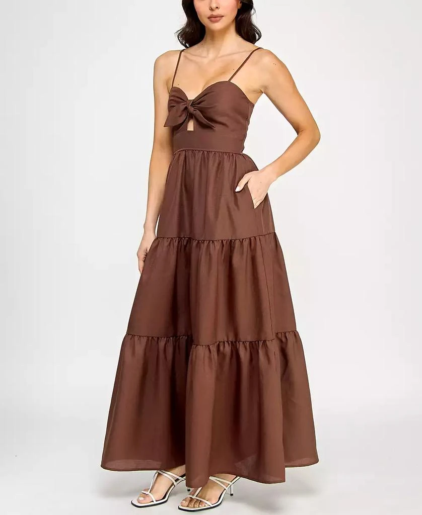 low back floor length dress Louisa Long Sleeve Slinky Maxi Dress main image 0
