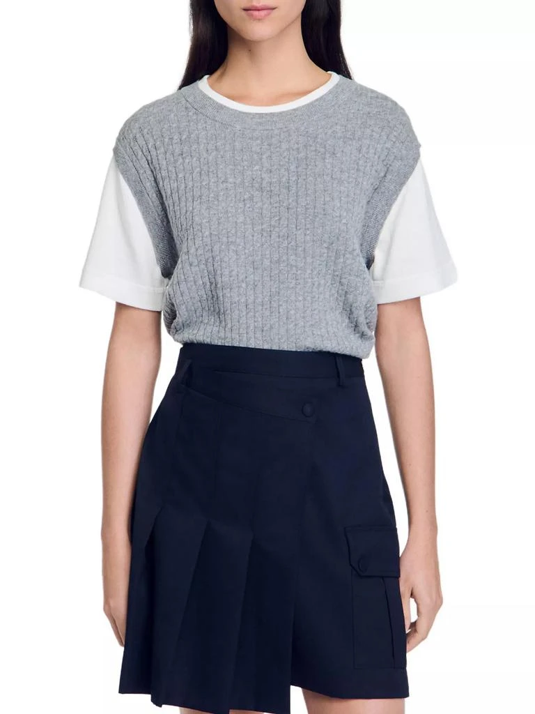 Sandro Dual-Material Knit Jumper 4