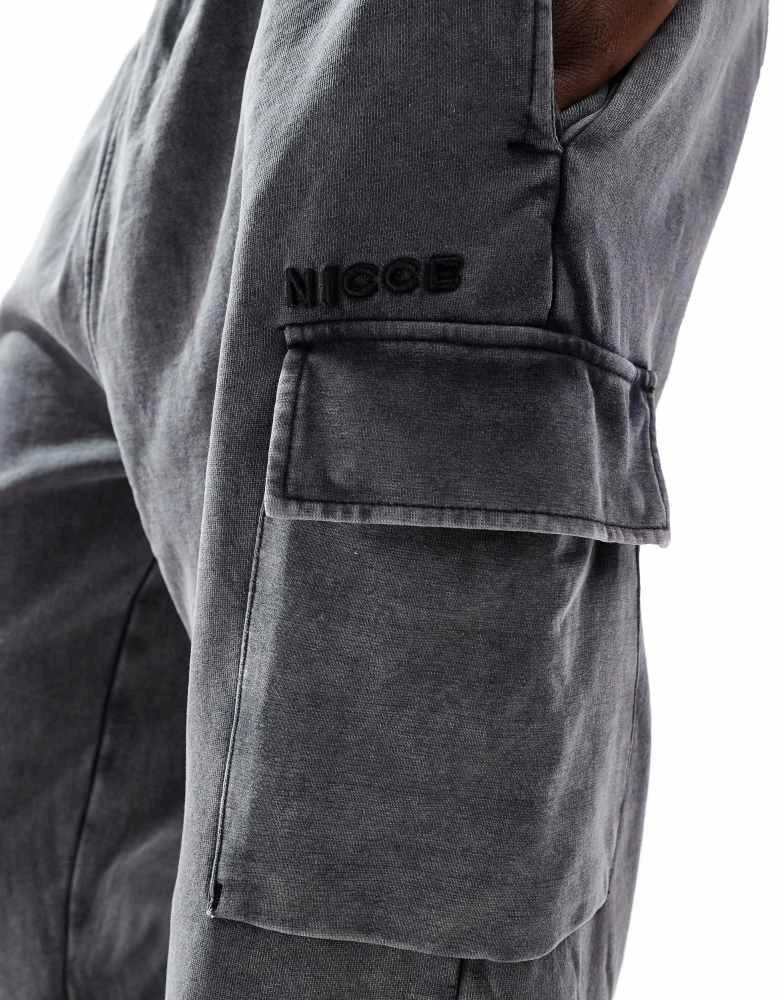 NICCE Nicce co-ord washed cargo jogger in grey 4