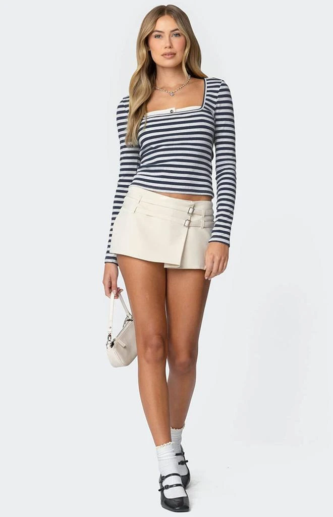Edikted Buttoned Up Layered Striped Top 2