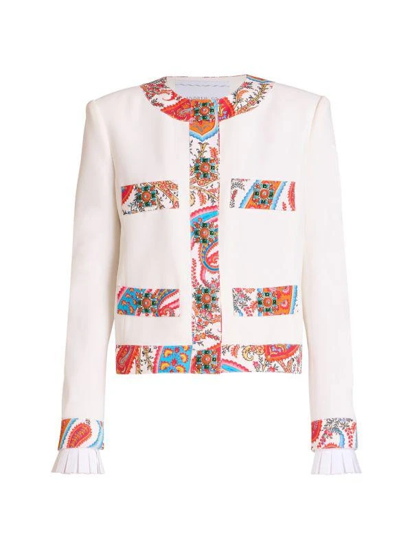 Andrew Gn Paisley-Trim Crepe Jacket 5