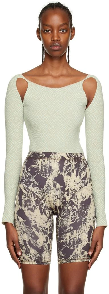 RUI Blue & Beige Cutout Bodysuit 1