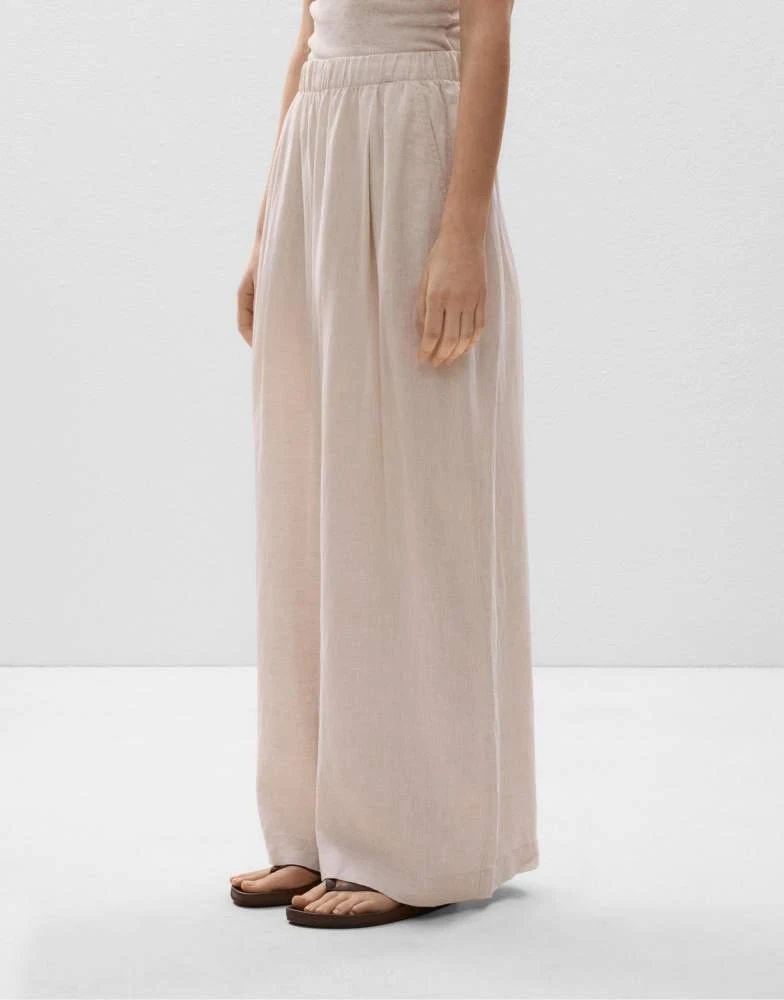 OYSHO OYSHO 100% linen wide-leg trousers in sand melange 2