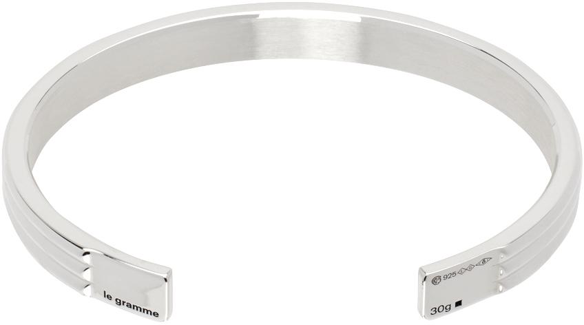 Le Gramme Silver Godron Ribbon 'Le 30g' Bracelet