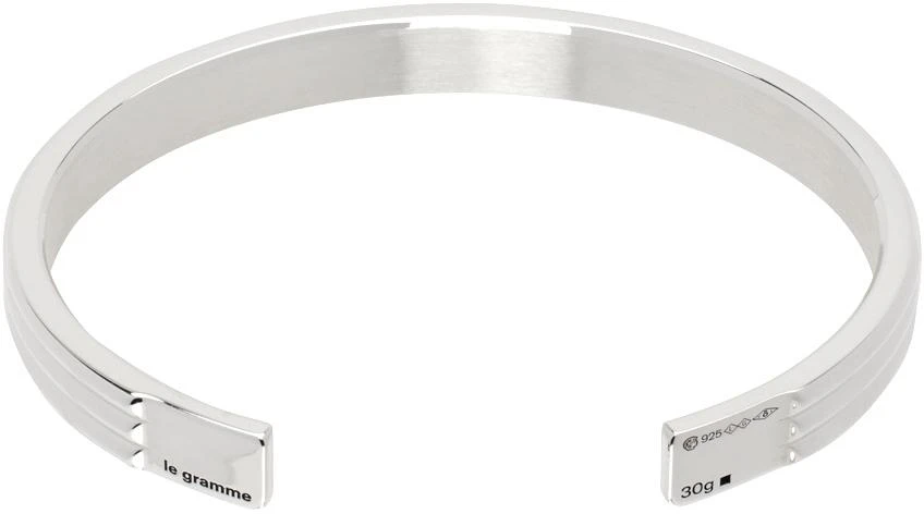 Le Gramme Silver Godron Ribbon 'Le 30g' Bracelet 2
