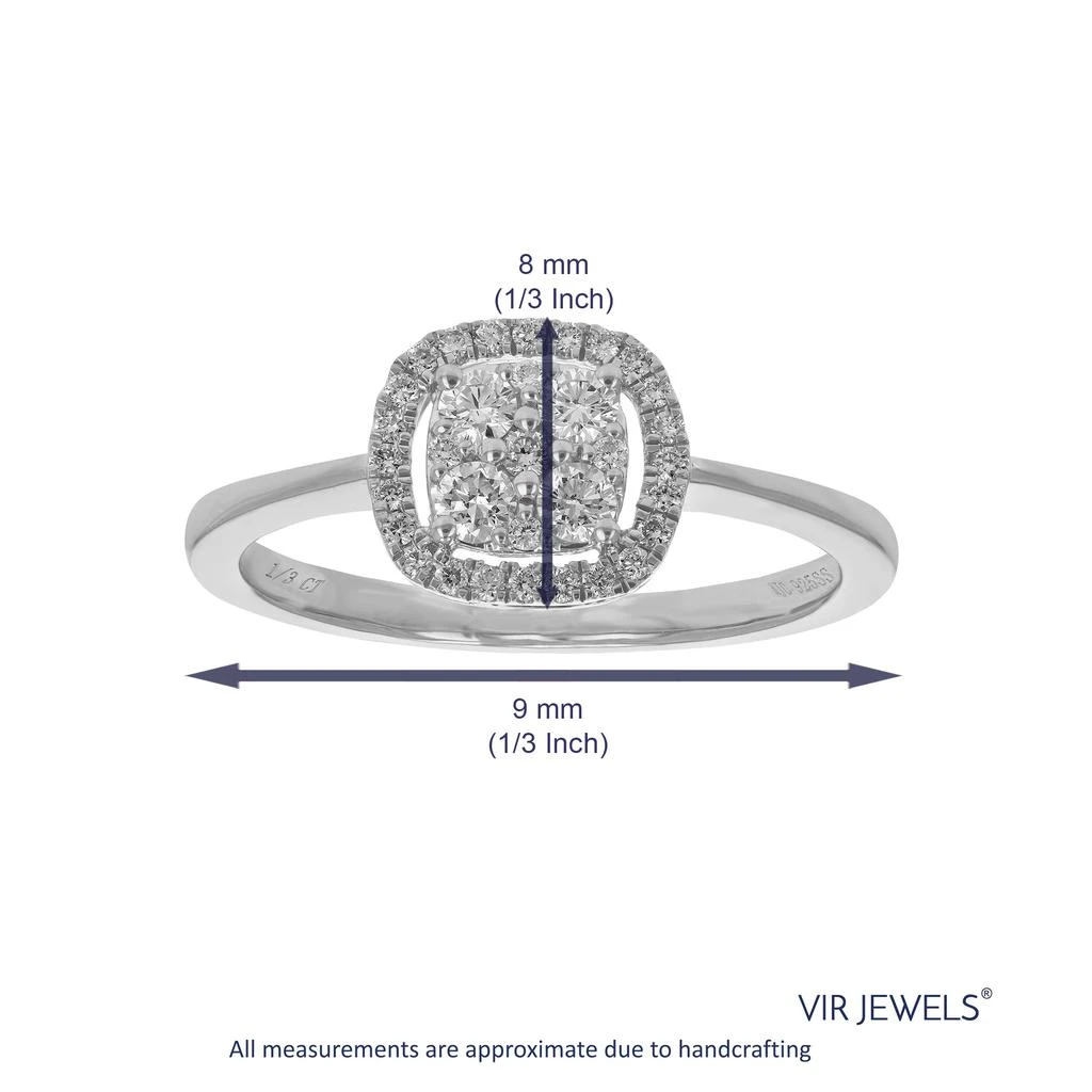 Vir Jewels 1/3 cttw Round Cut Lab Grown Diamond Engagement Ring 925 Sterling Silver Prong Set 3