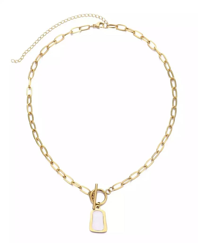 ADORNIA Tarnish Resistant Gold Mother of Pearl Toggle Necklace 2