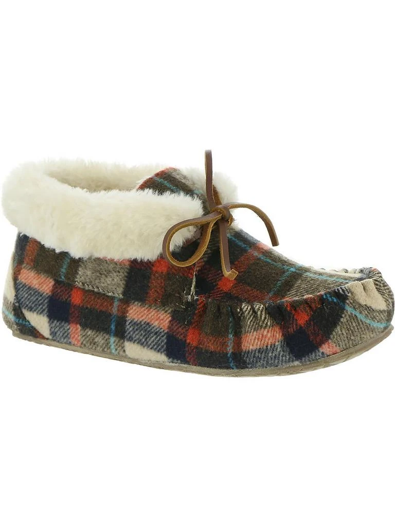Minnetonka Cabin Bootie Womens Plaid Faux Fur Lined Moccasins 1