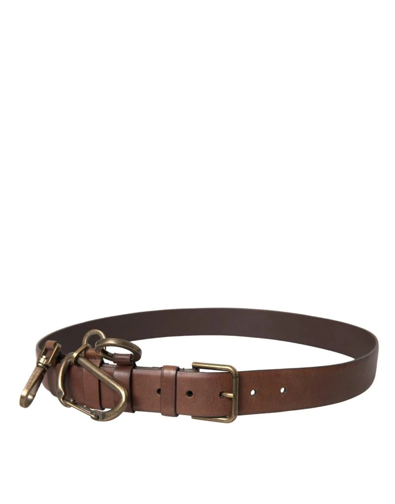 Dolce & Gabbana Brown Calf Leather Gold Metal Buckle Belt Men 1